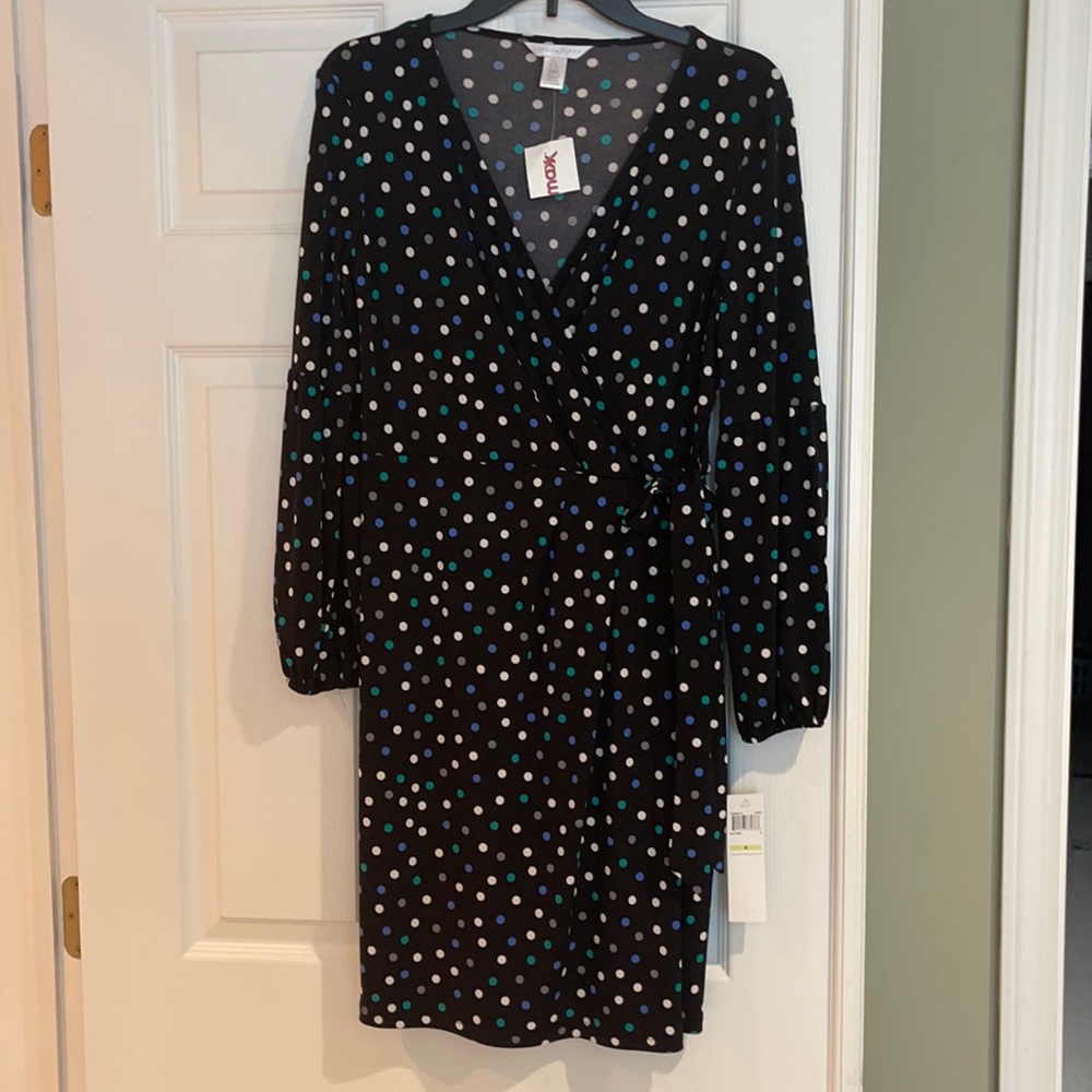 Long sleeve polka dot women dress